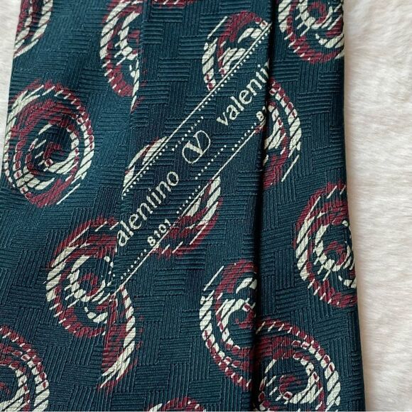 Valentino Cravatte Made in Italy Green Tone Silk Tie - Picture 4 of 8
